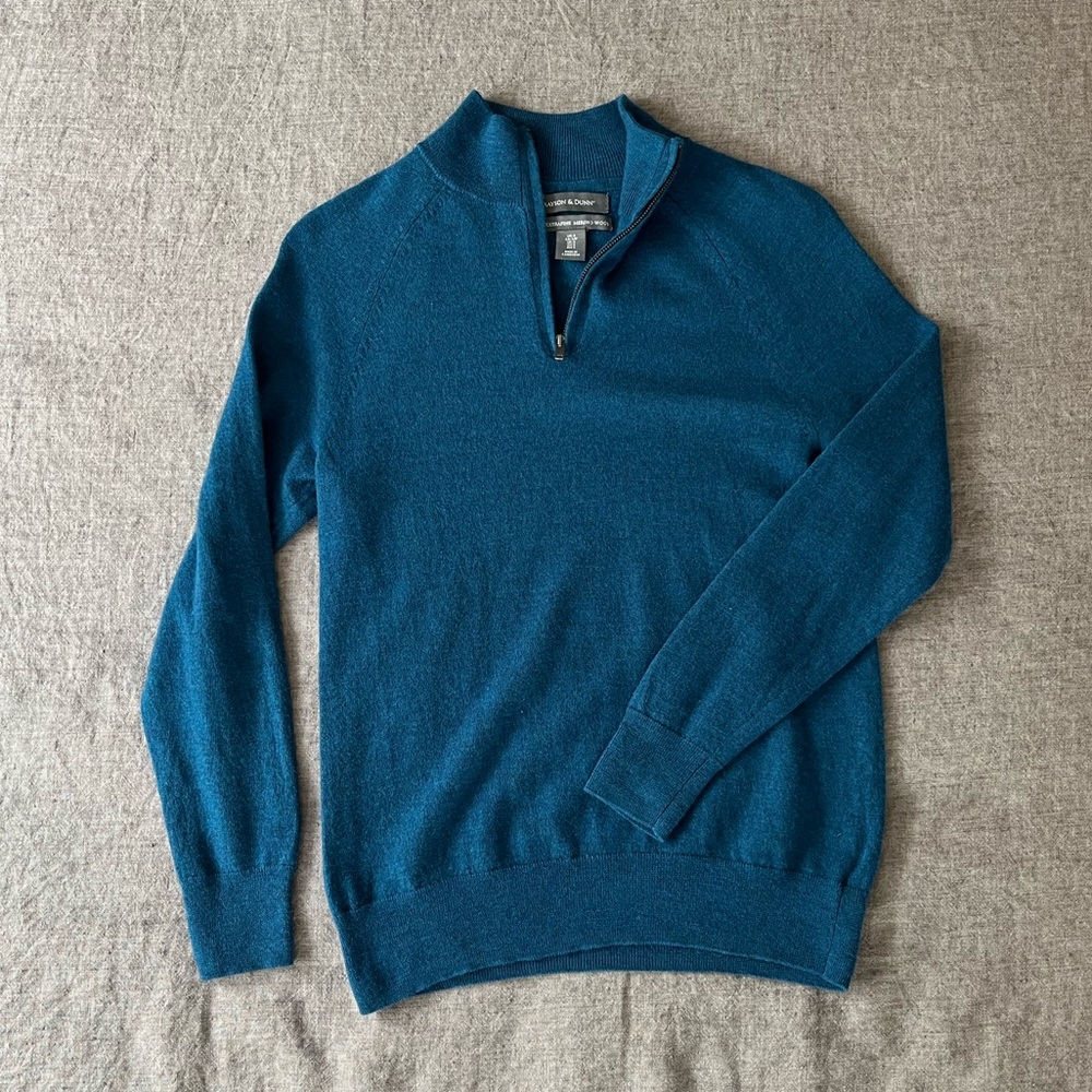 Extrafine merino wool quarter zip sweater